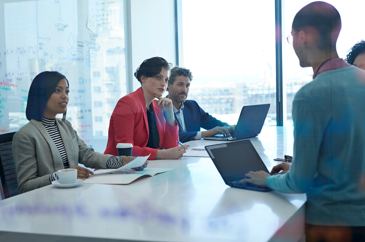 People in a meeting. 