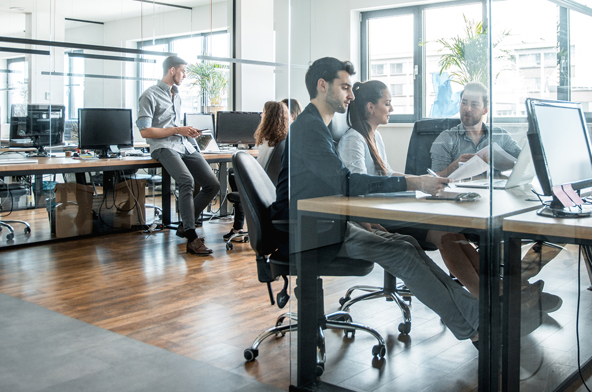 People working in an office.